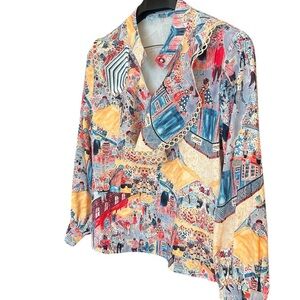 Lamoda M lace fringe detailed embellished buttons Multicolor Patterned Blouse